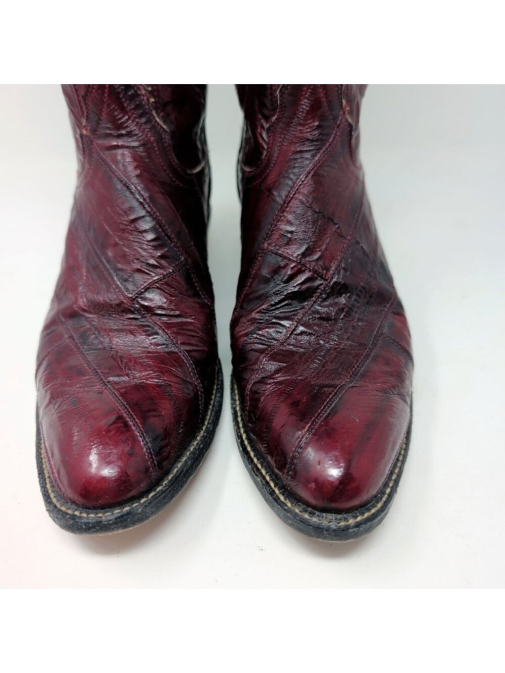 Vintage Tony Lama Boots 7.5 Red Eel Leather Western - Picture 7 of 10